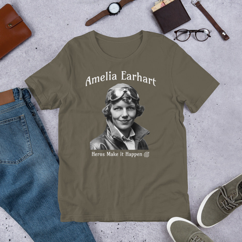 Amelia Earhart - Heros Make it Happen - Unisex t-shirt