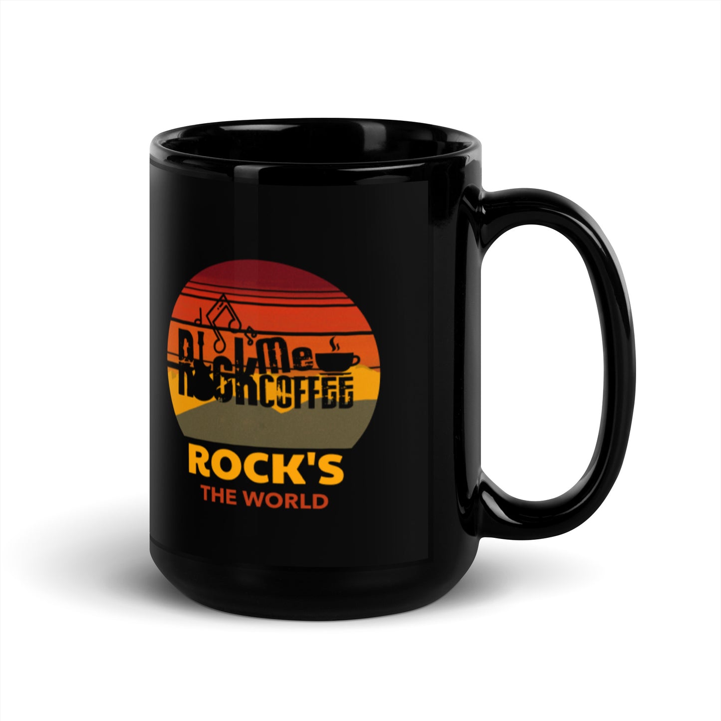 ROCK THE WORLD - Black Glossy Mug