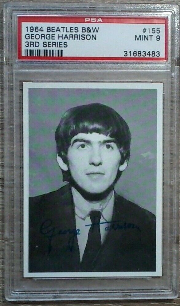 GEORGE HARRISON - 1964 BEATLES B&W 3RD SERIES #155 - PSA9